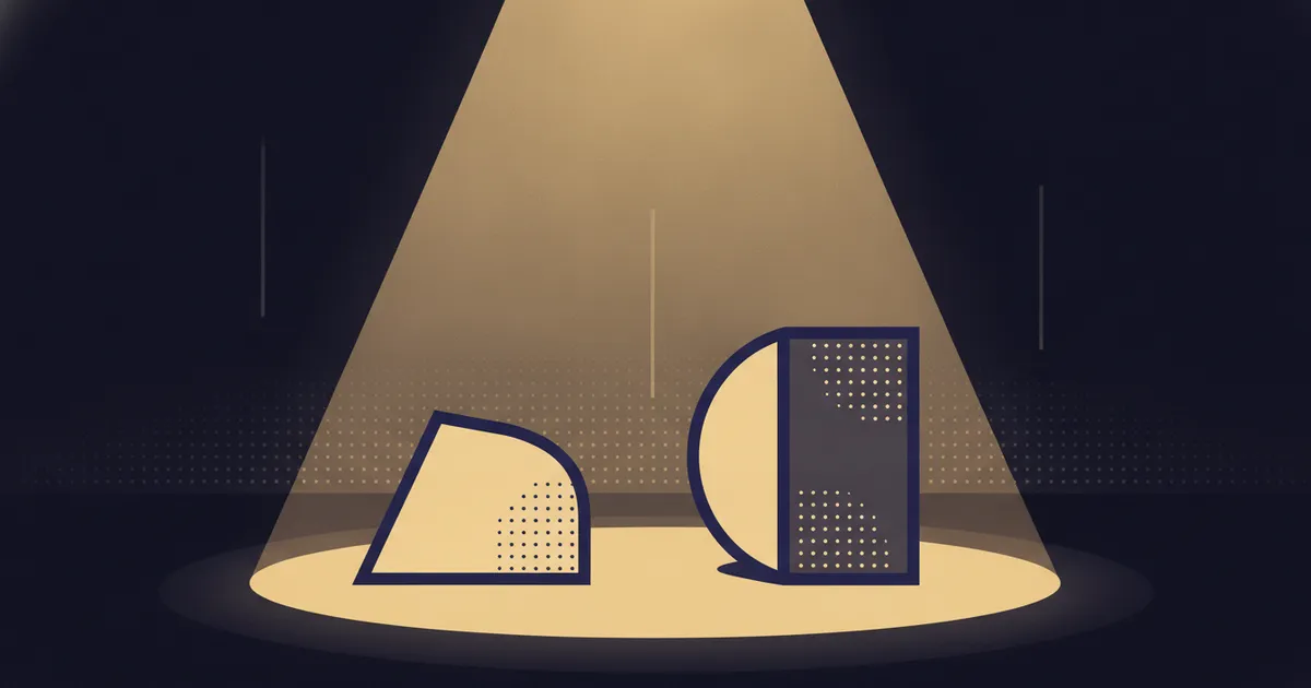 two forms meeting in a spotlight pool