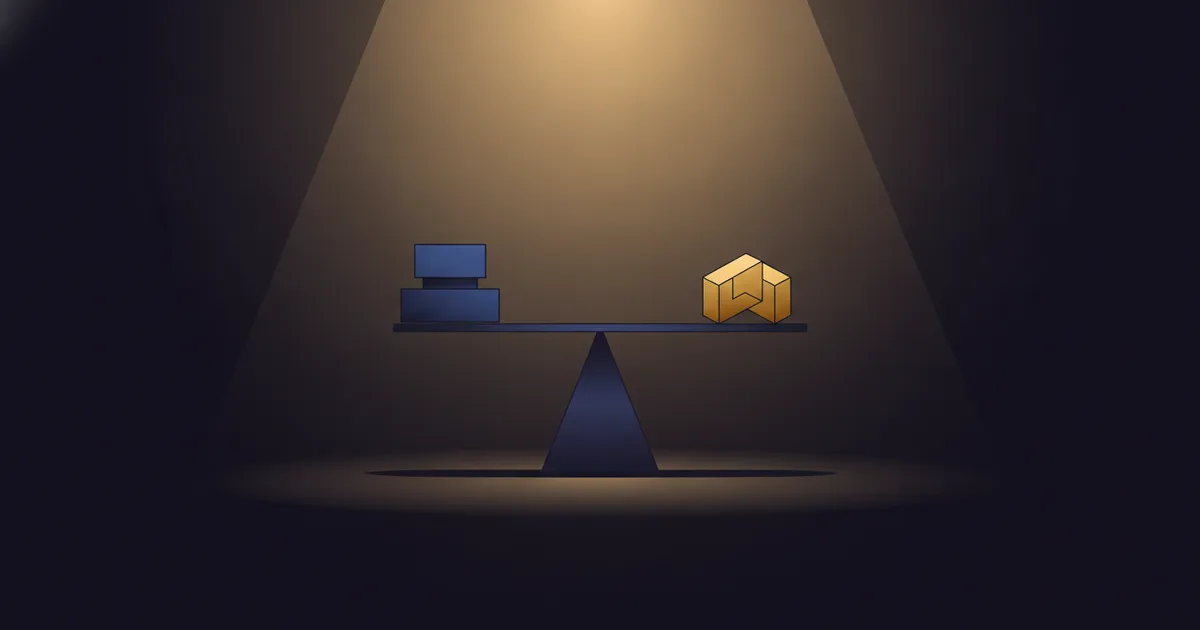 geometric forms weighed on a balance beam