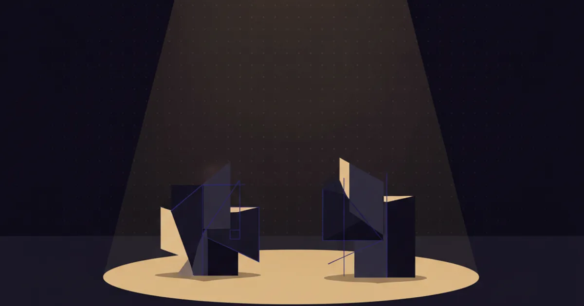 two forms meeting in a spotlight pool