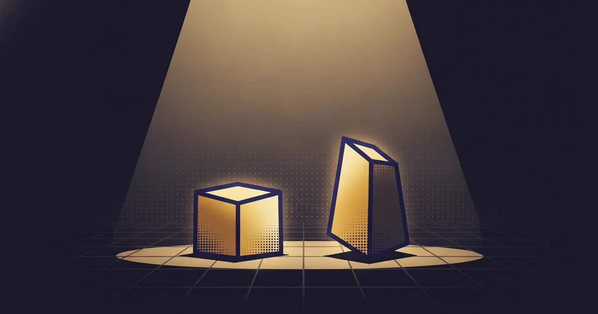 two forms meeting in a spotlight pool