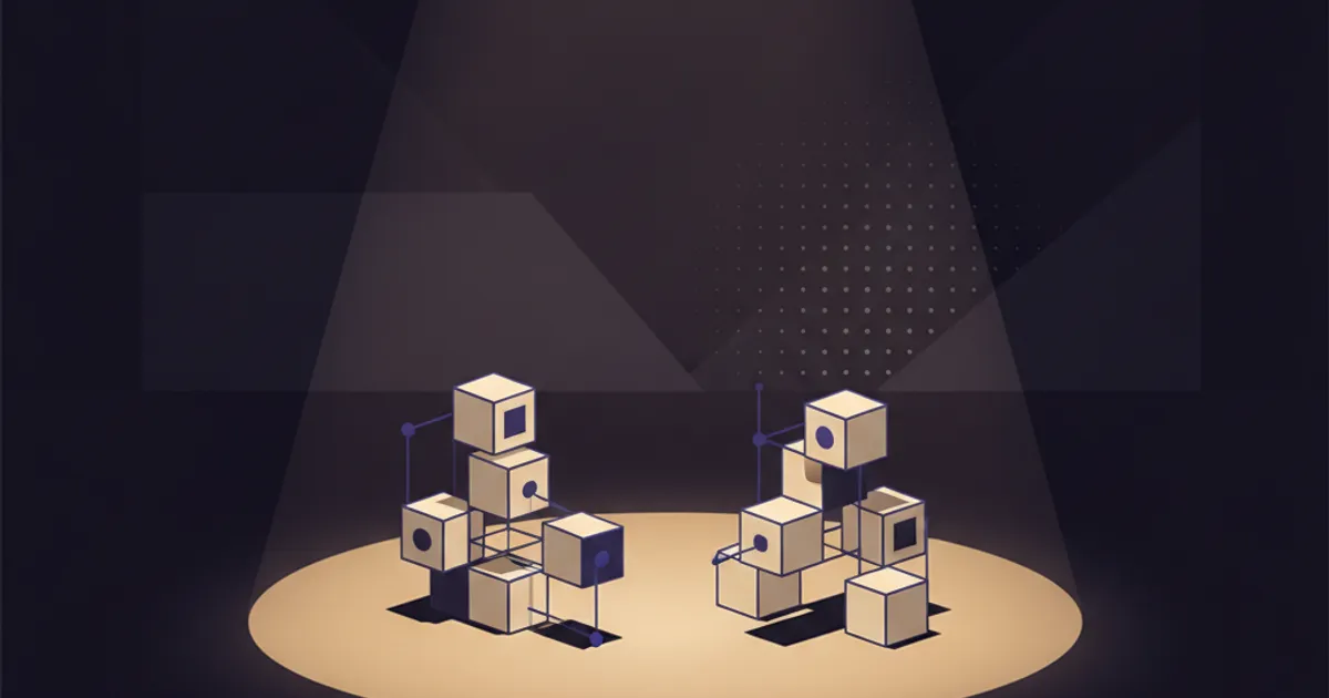 two forms meeting in a spotlight pool