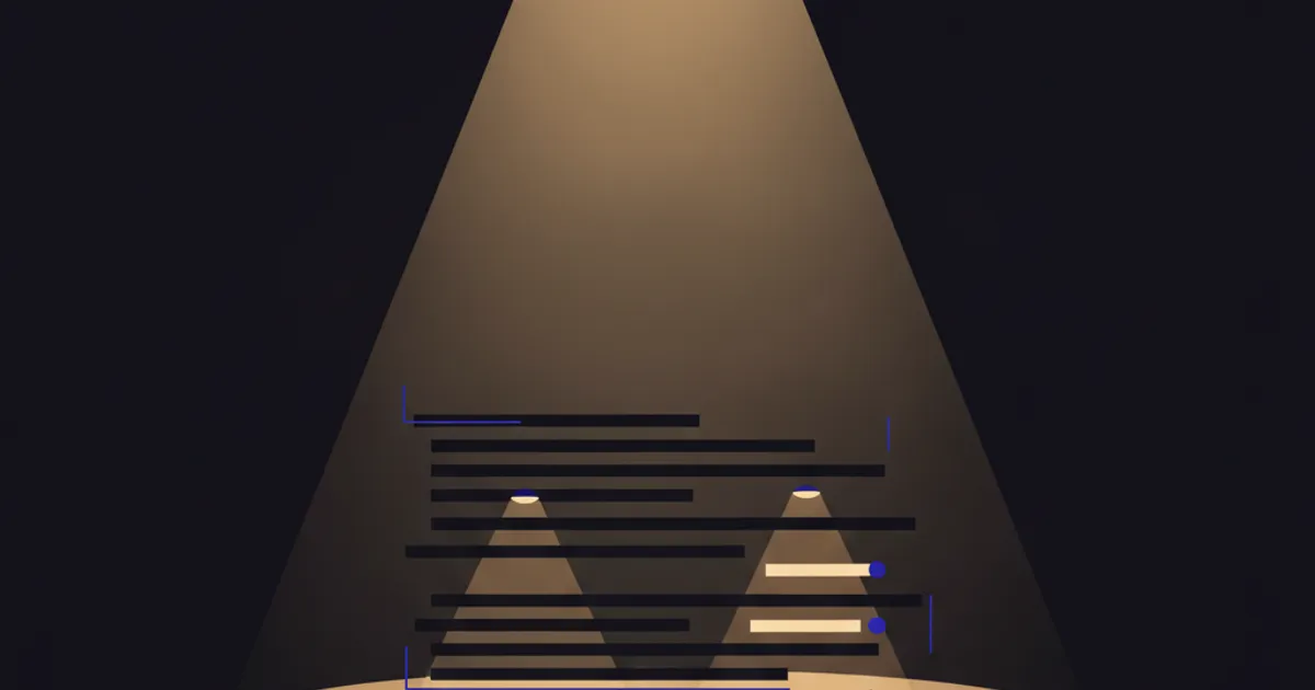 highlighted transcript lines under small spotlights