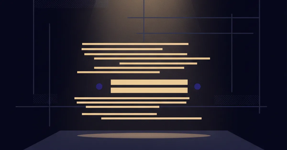 highlighted transcript lines under small spotlights