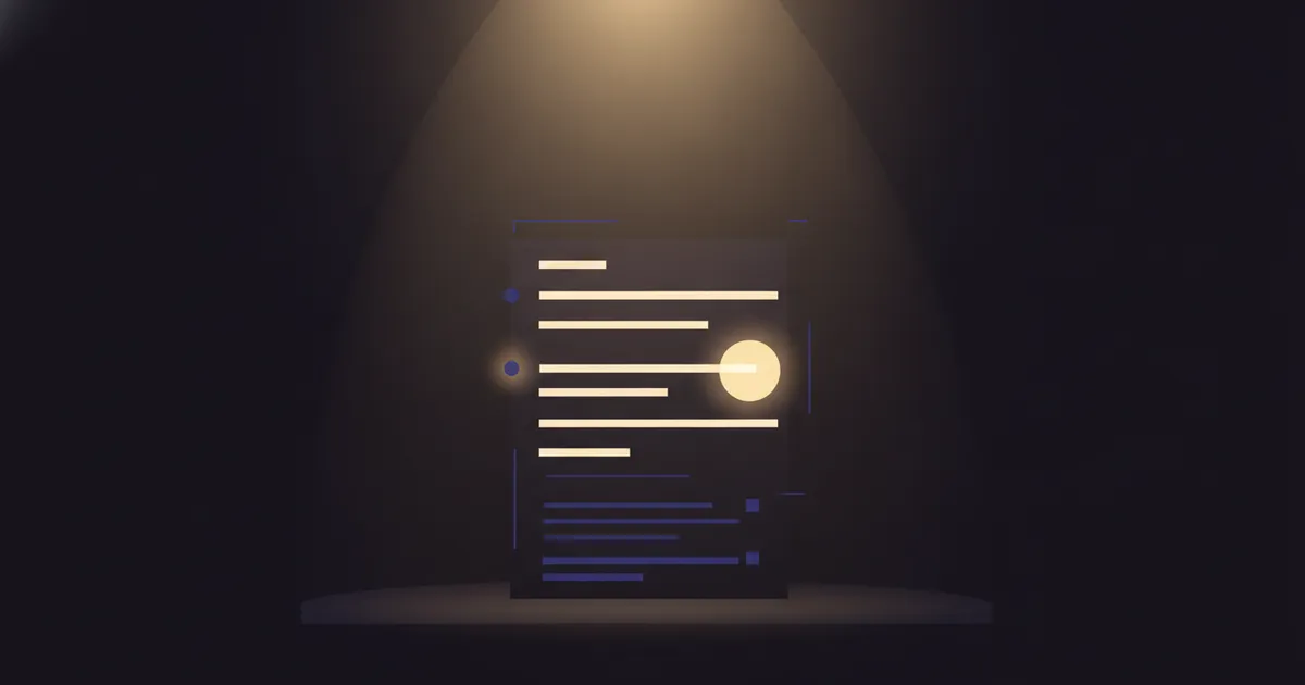 highlighted transcript lines under small spotlights