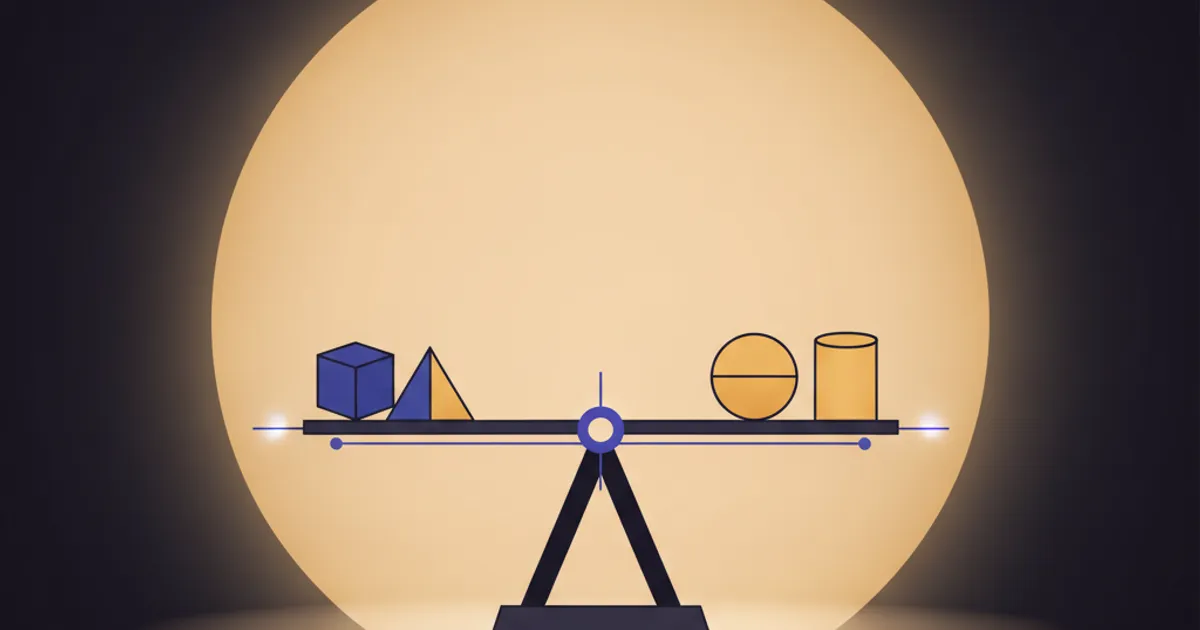 geometric forms weighed on a balance beam