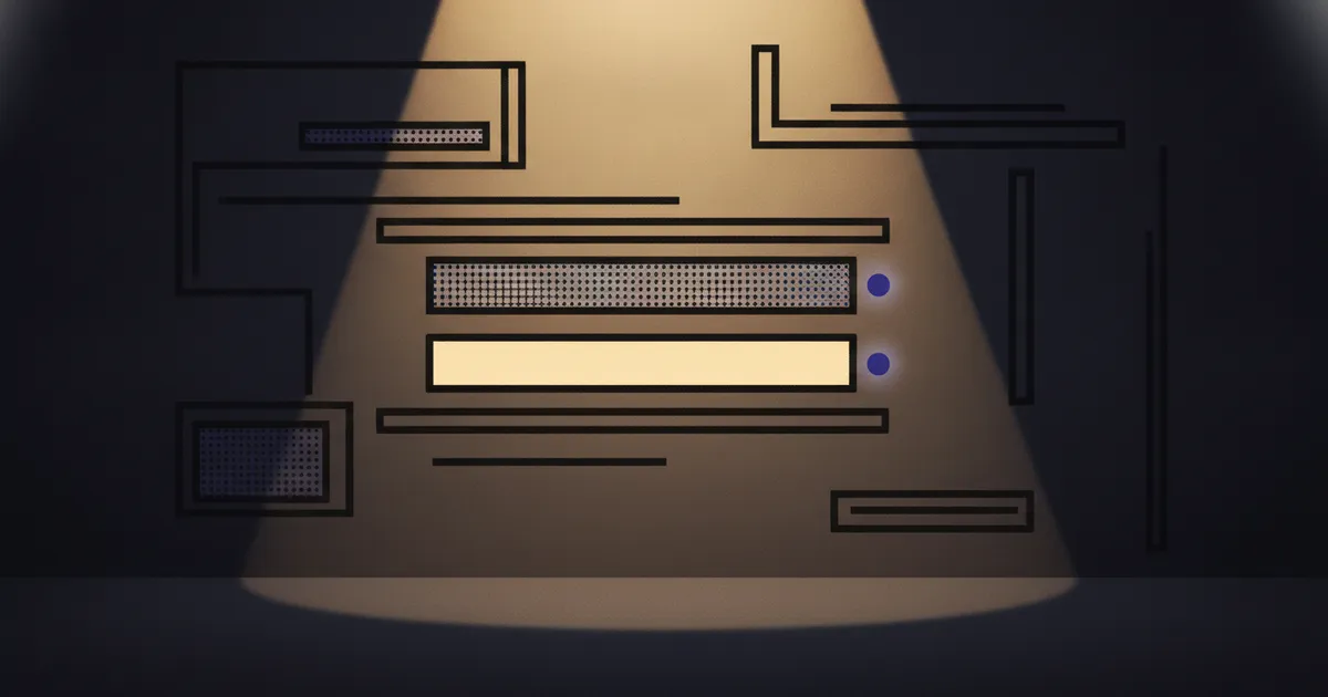 highlighted transcript lines under small spotlights