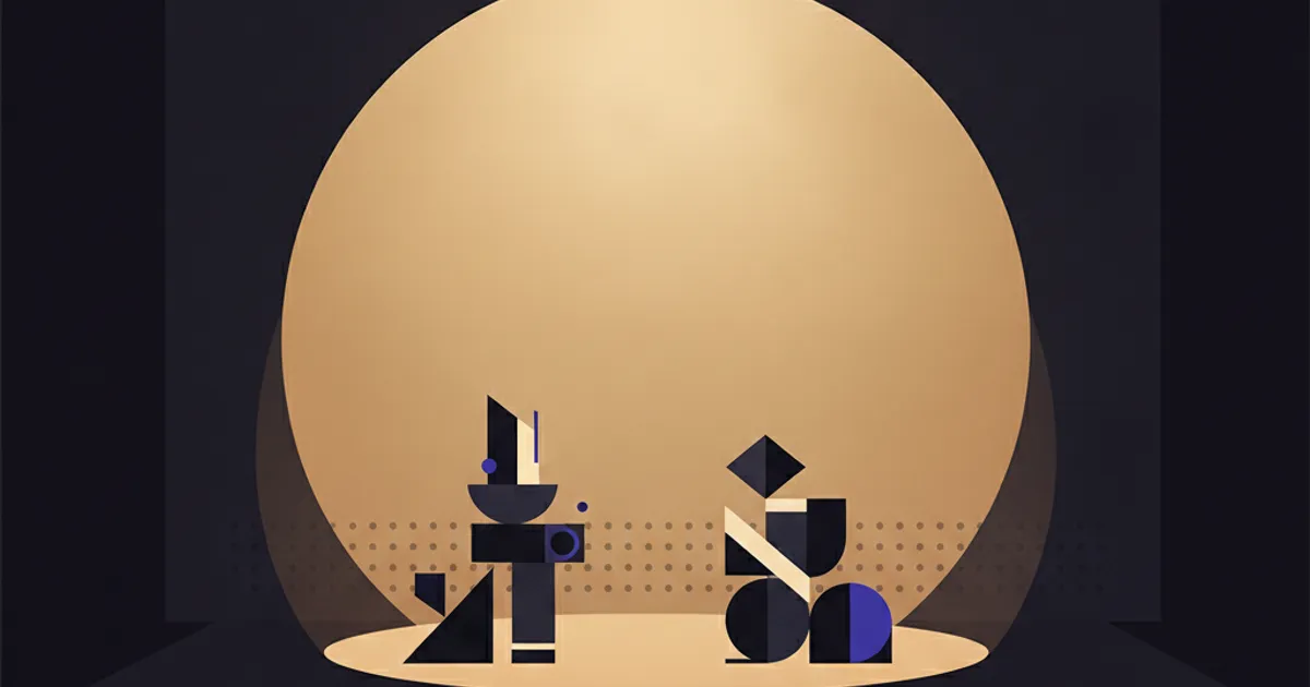 two forms meeting in a spotlight pool
